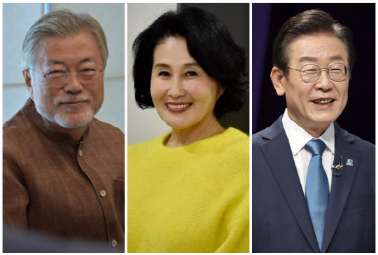(왼쪽부터) 문재인 전 대통령, 전여옥 전 국회의원, 이재명 더불어민주당 대표. <전여옥 SNS, 민주당 제공, 연합뉴스>